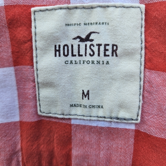 Hollister Women's Red Gingham Button-down Top Medium - Picture 7 of 9
